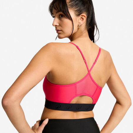 Топ спортивний жіночий з перехресними бретелями темно-рожевий