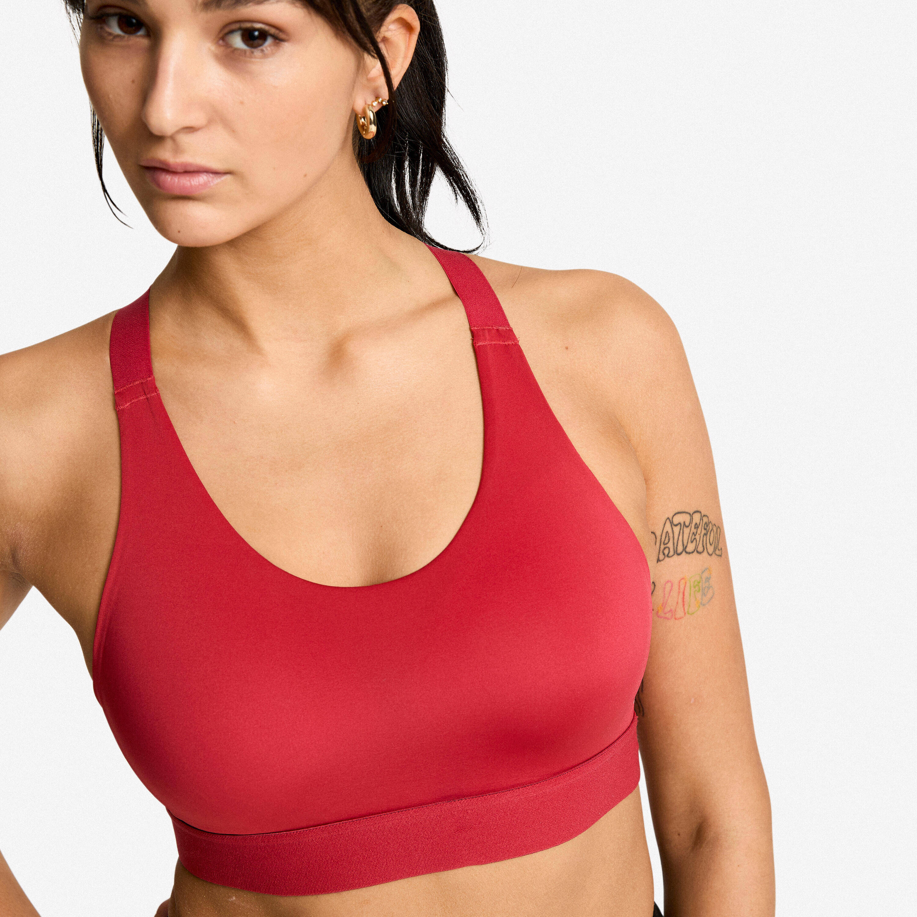 Women's High Support Adjustable Sports Bra with Cups - Dark Red -  5