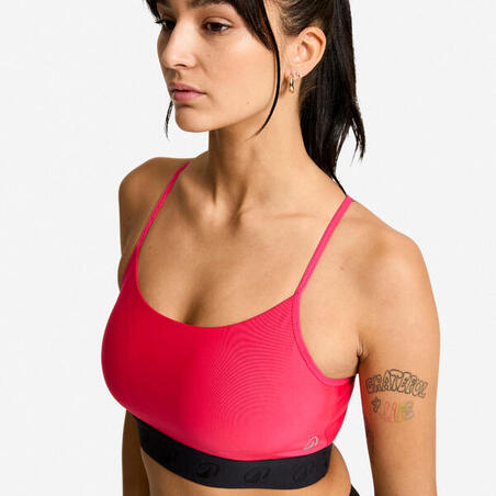 Топ спортивний жіночий з перехресними бретелями темно-рожевий