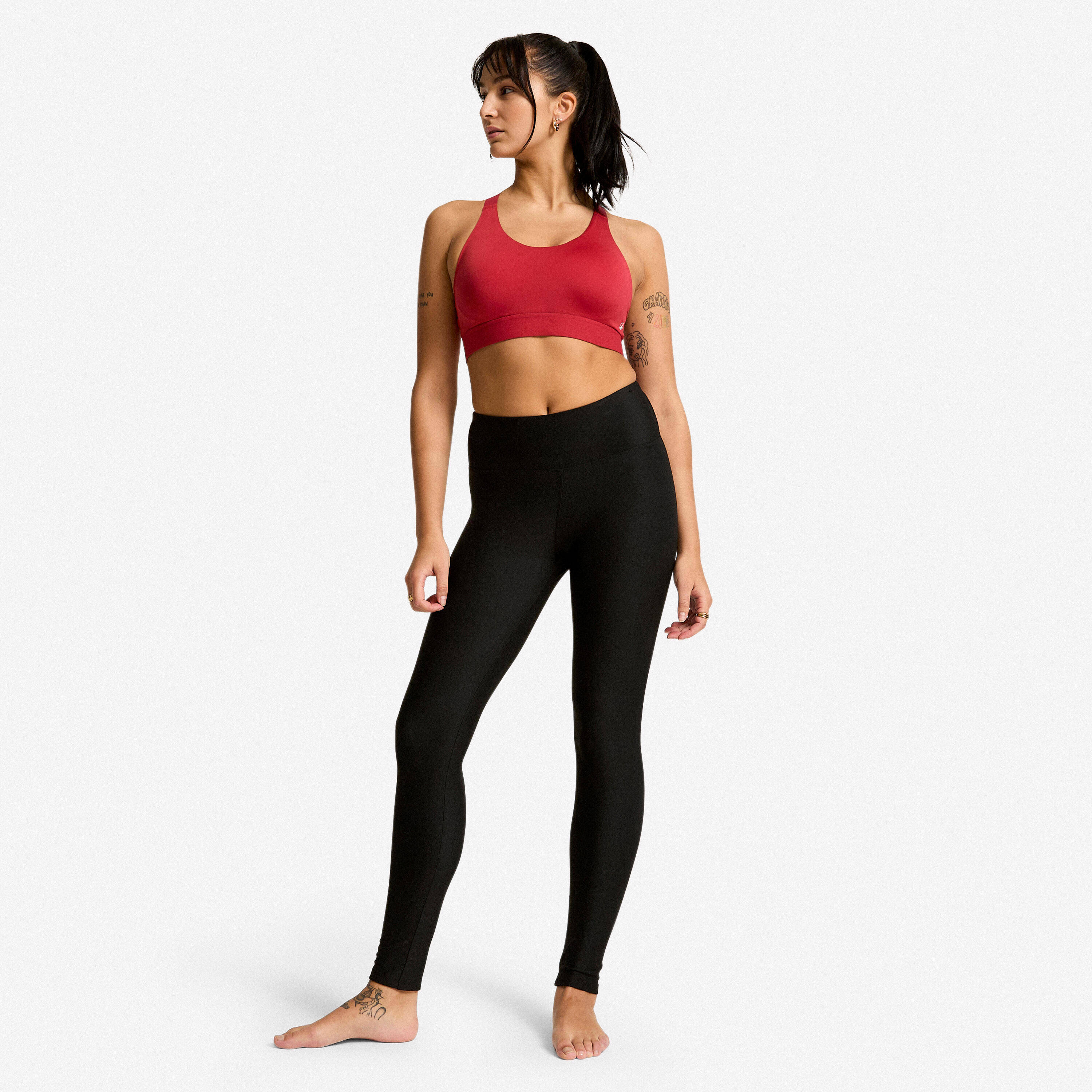 Women's High Support Adjustable Sports Bra with Cups - Dark Red -  2