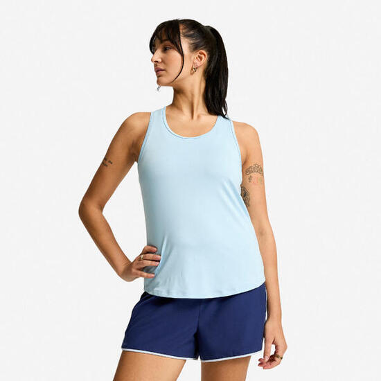 Débardeur dos nageur fitness cardio femme, bleu clair