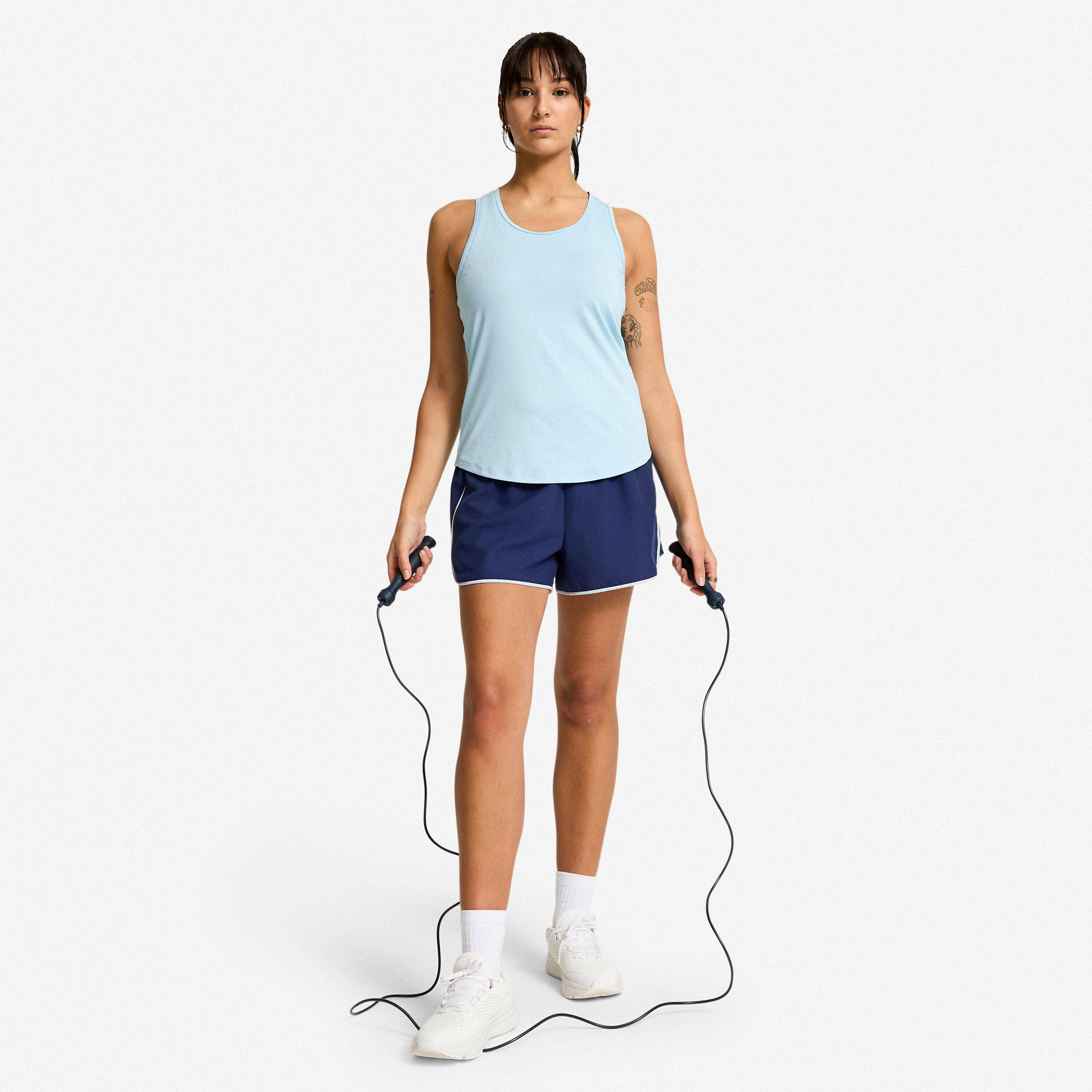 Women's Muscle Back Fitness Cardio Tank Top - Light Blue -  2