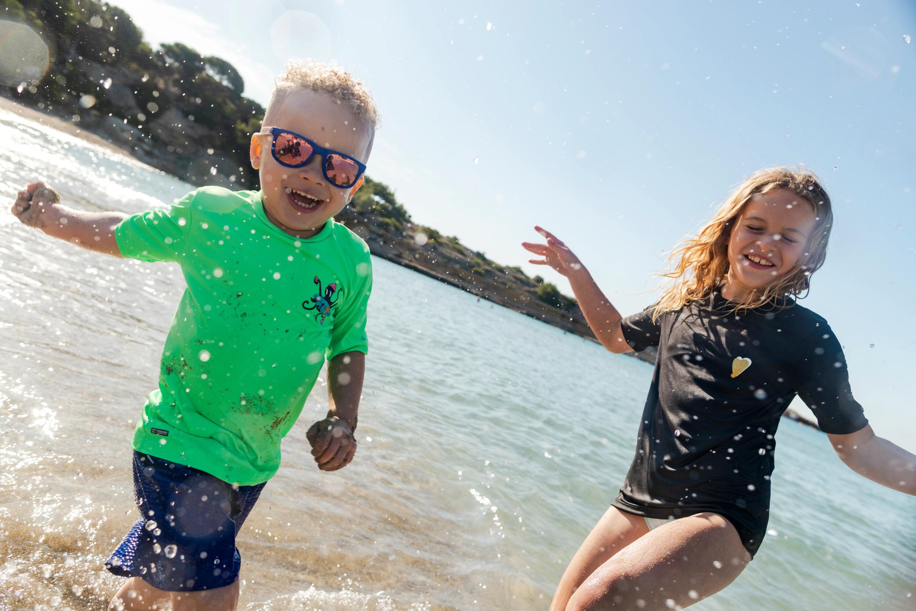 T-shirt anti UV surf enfant - 100 Poulpy vert 15/17