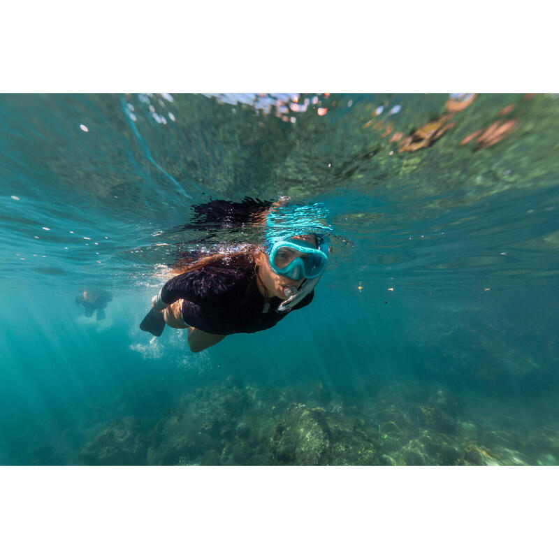 Kit de snorkeling Mască anti-aburire CONFORT tub DRYTOP 100 Turcoaz Adulți
