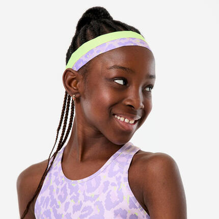 Lot de 2 bandeaux fins multisport fille, jaune fluo et lilas