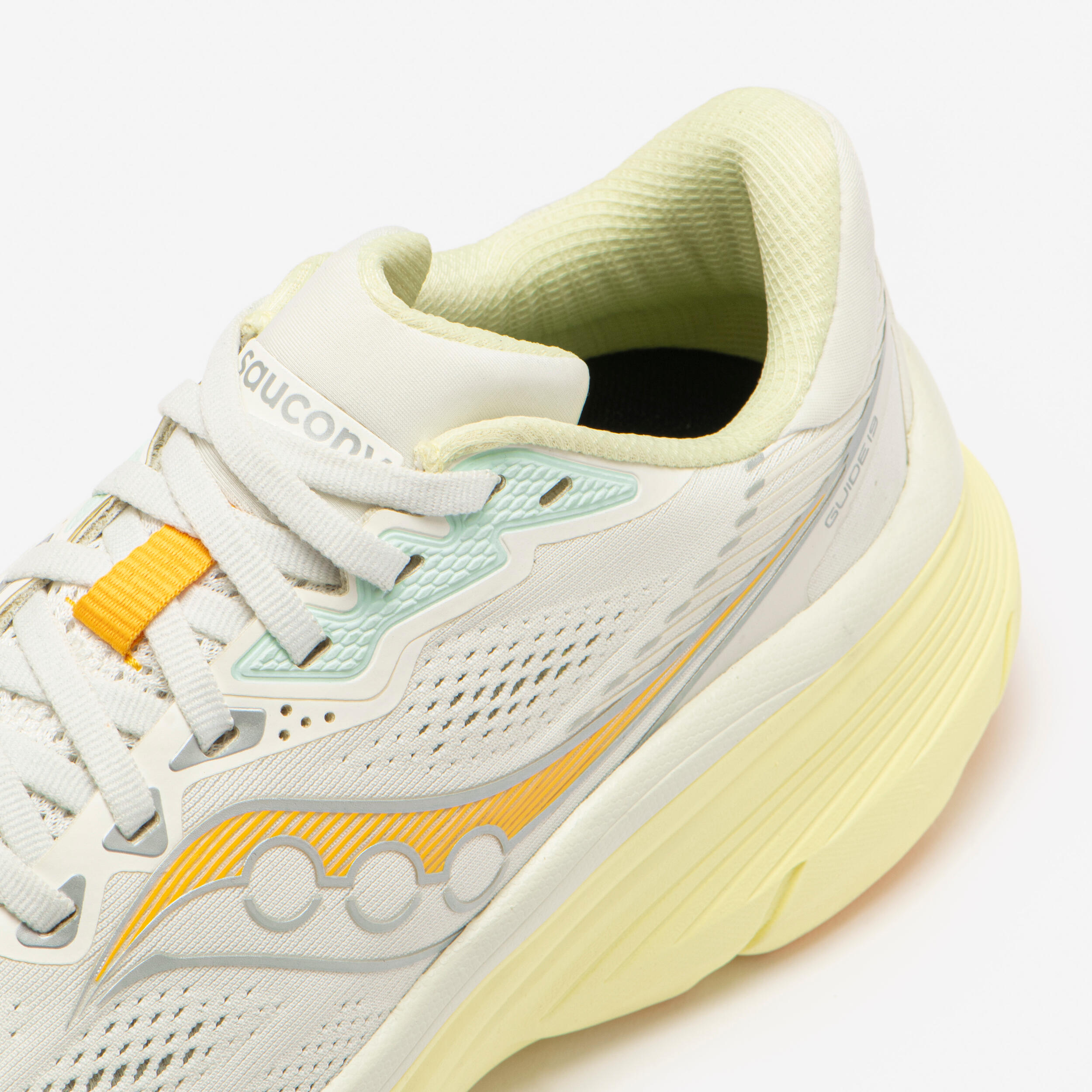 Chaussures de running femme, Saucony Guide 19 blanc jaune 6/7