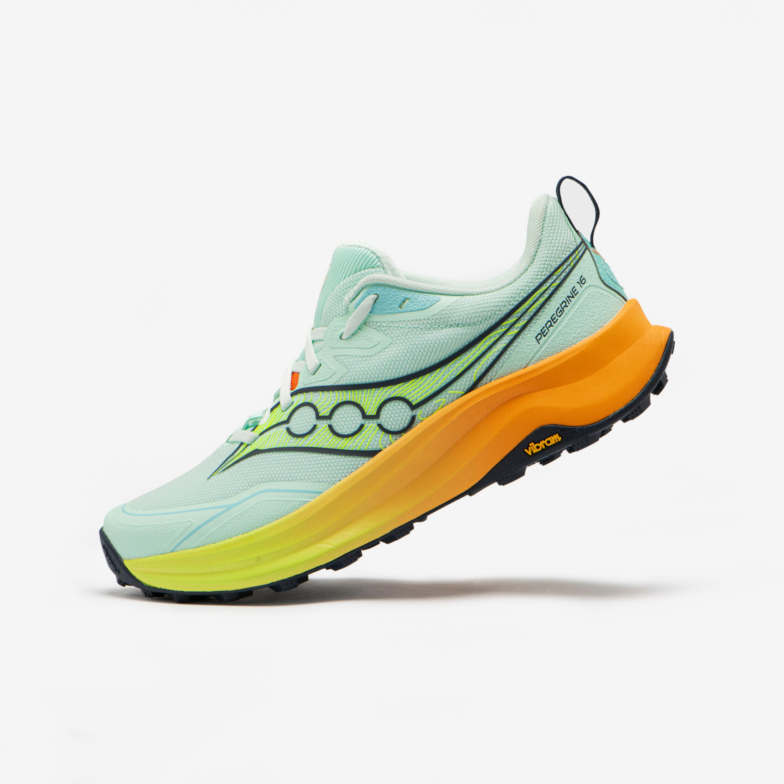 Chaussures de running femme, Saucony Peregrine 16 bleu et jaune