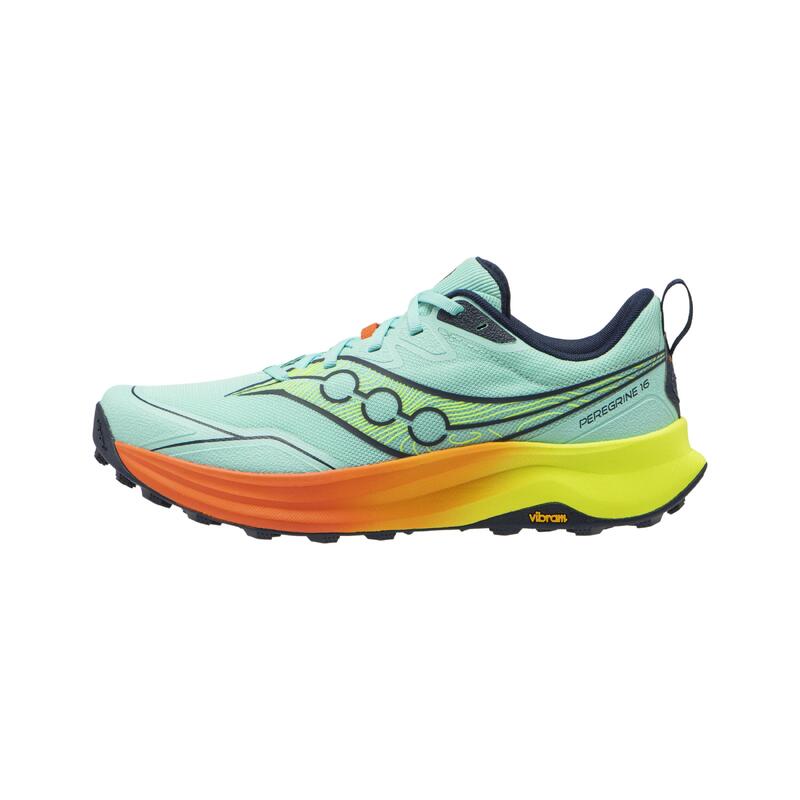 Încălțăminte de alergare trail, Saucony Peregrine 16 Verde-Galben-Portocaliu B