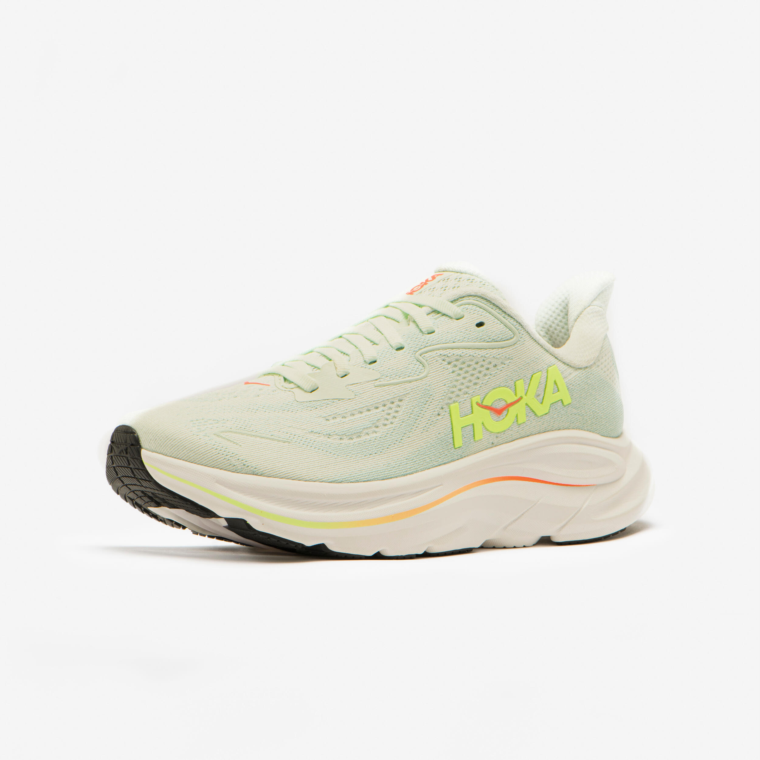 Chaussures de trail femme, Hoka Clifton 10 bleu et jaune 2/7