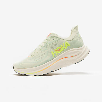 Chaussures de trail femme, Hoka Clifton 10 bleu et jaune