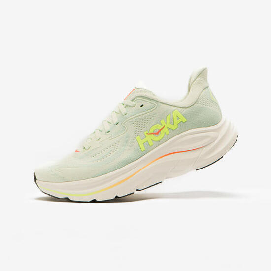 Chaussures de trail femme, Hoka Clifton 10 bleu et jaune