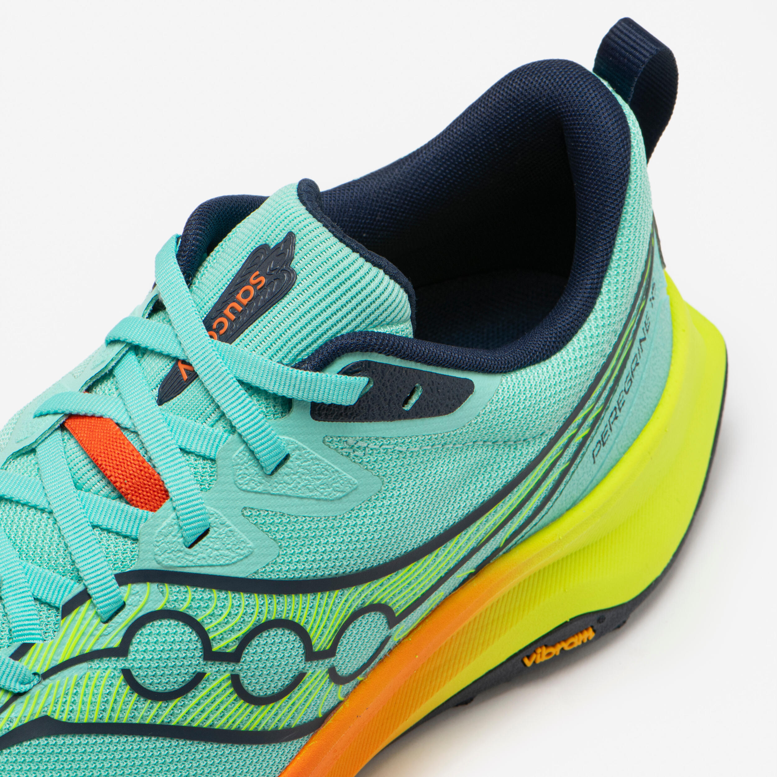 Trailrunning-Schuhe Herren, Saucony Peregrine 16, Grün Gelb Orange 6/7