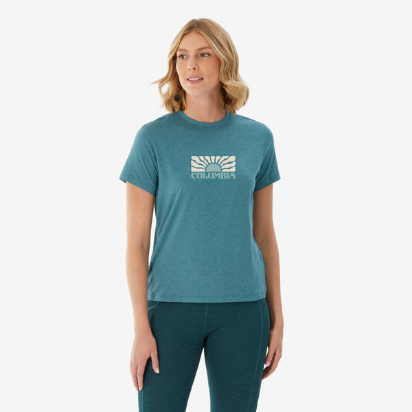 COLUMBIA Columbia Wandershirt Damen kurzarm - blau