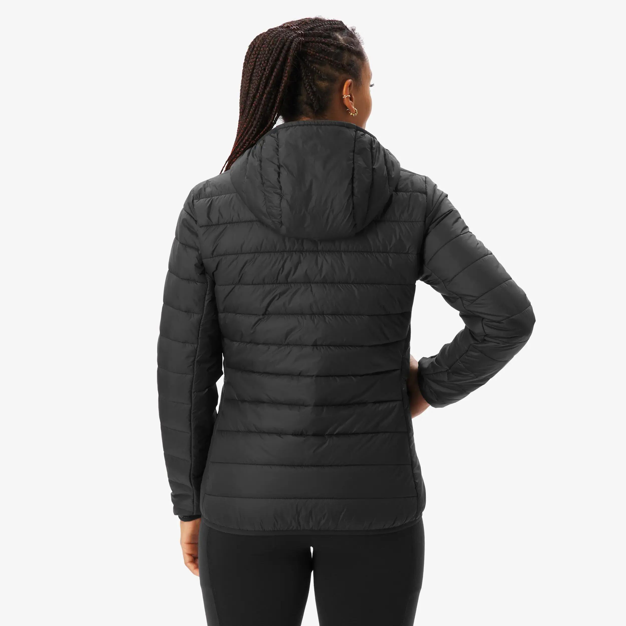 Women Hiking & Trekking Warm Puffer Jacket With Hoodie -10°C Black MH500 -  3