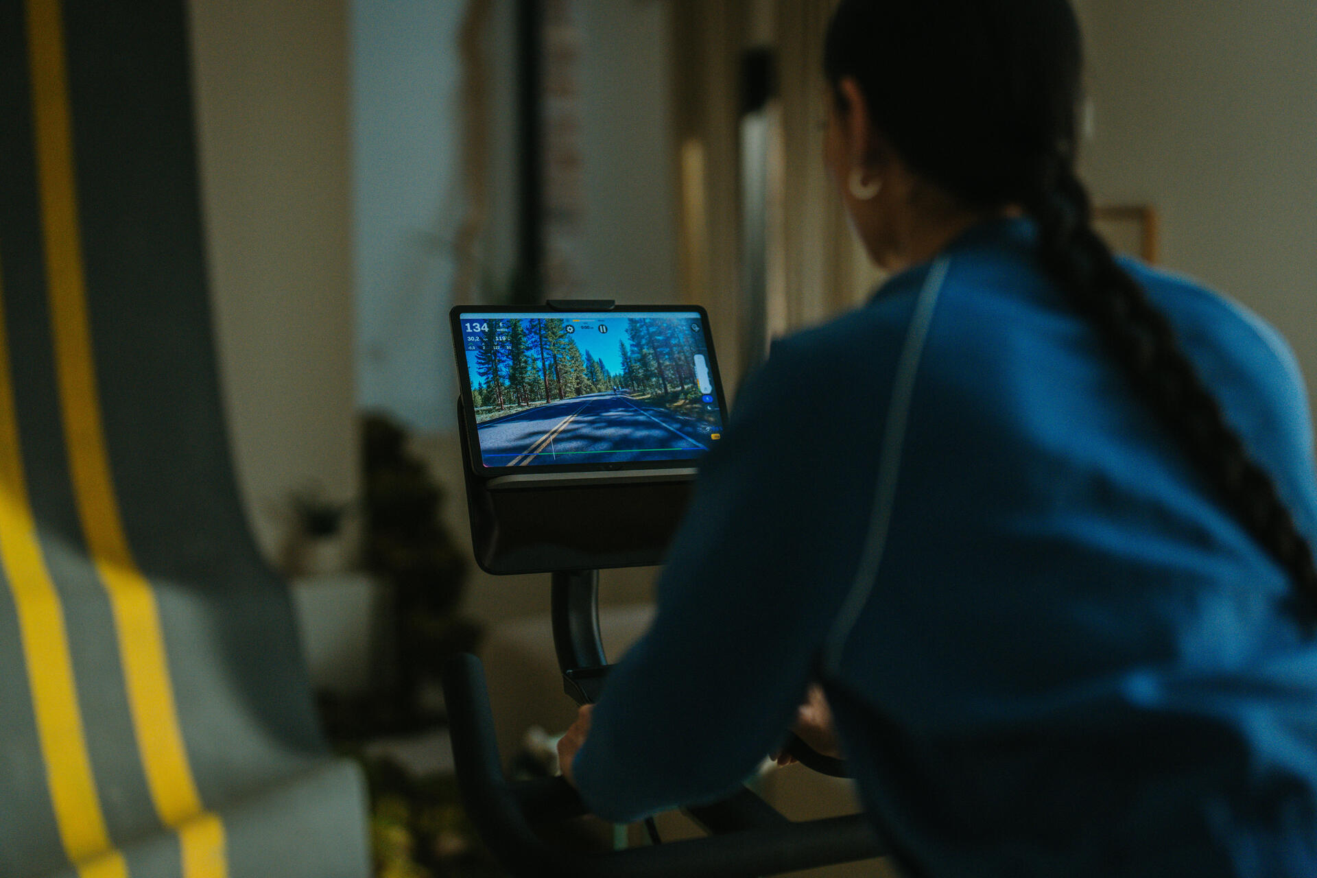 Man on a home trainer