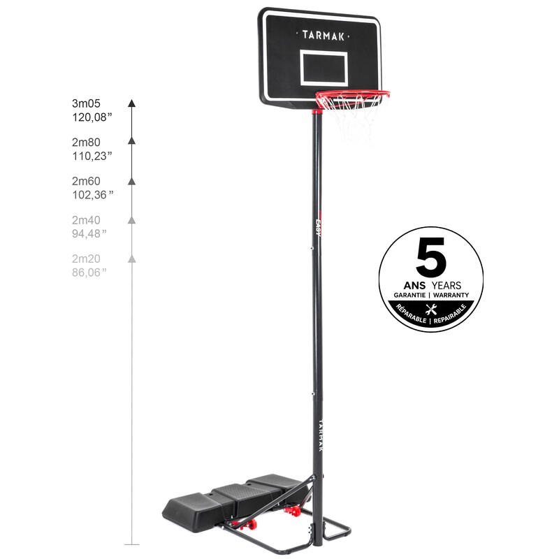 Ayarlanır Basketbol Potası - 2,20m / 3,05m - Siyah - B100 Easy