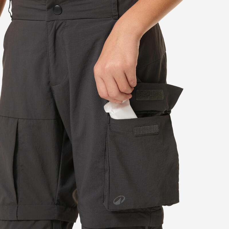 Pantaloni drumeție modulabili pt. copii cu vârsta între 7-15 ani, MH500 Gri
