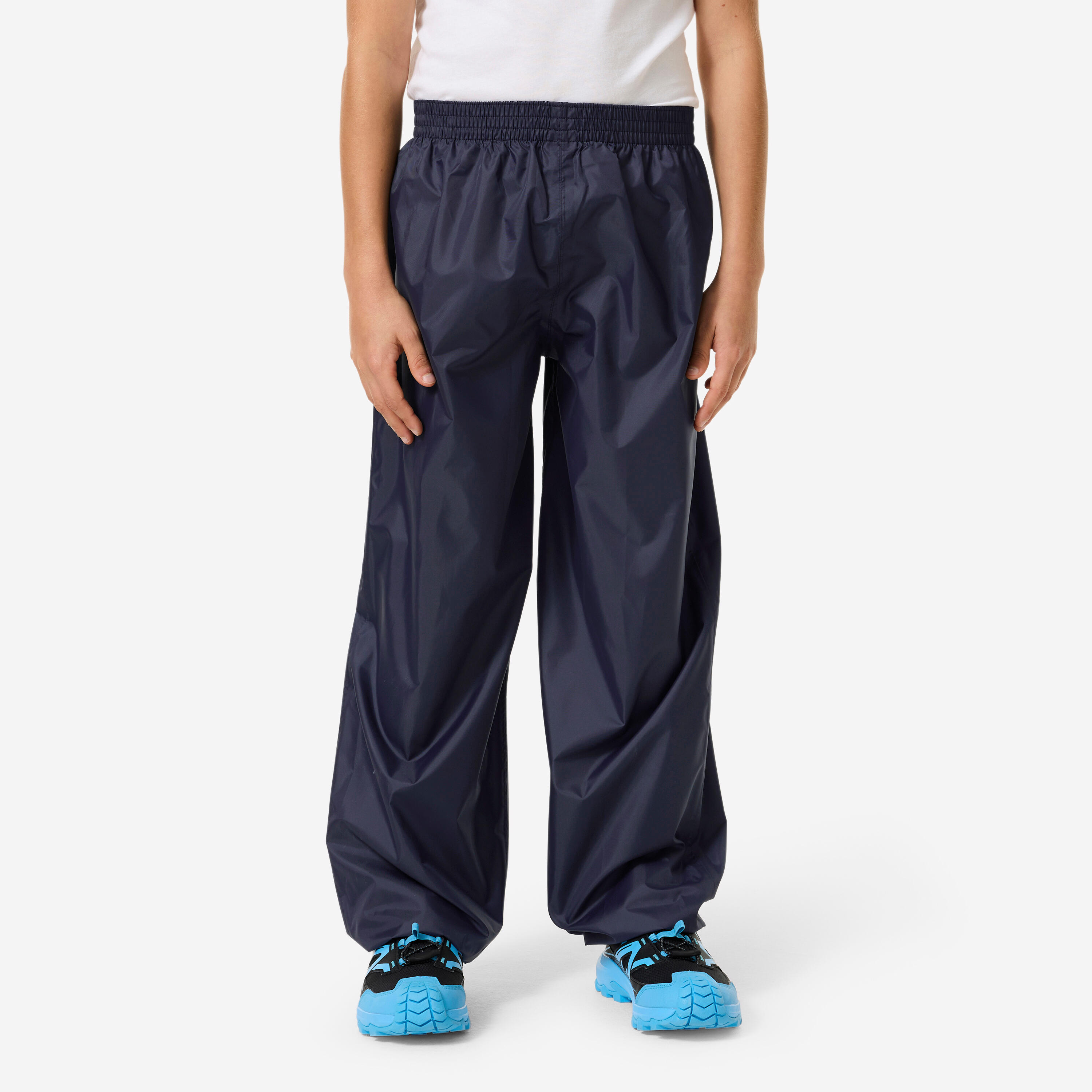 Kids MH100 Waterproof Hiking Overtrousers - Blue