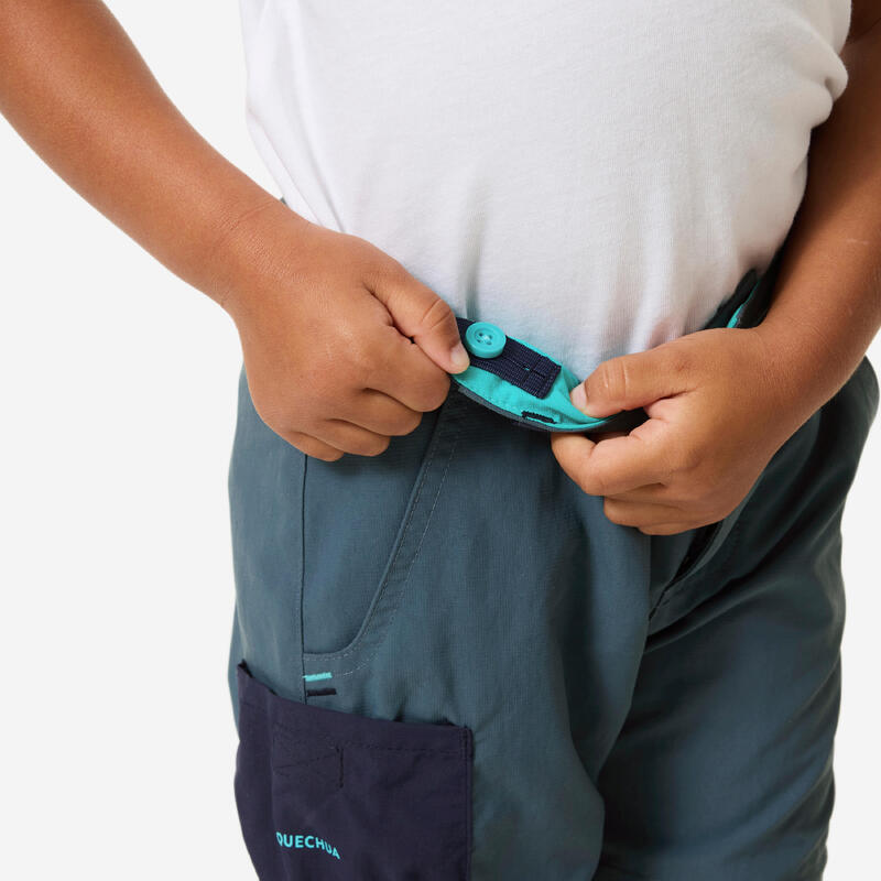 Pantalon Modulabil Drumeție la munte MH500 Gri-Albastru Copii 2-6 ani