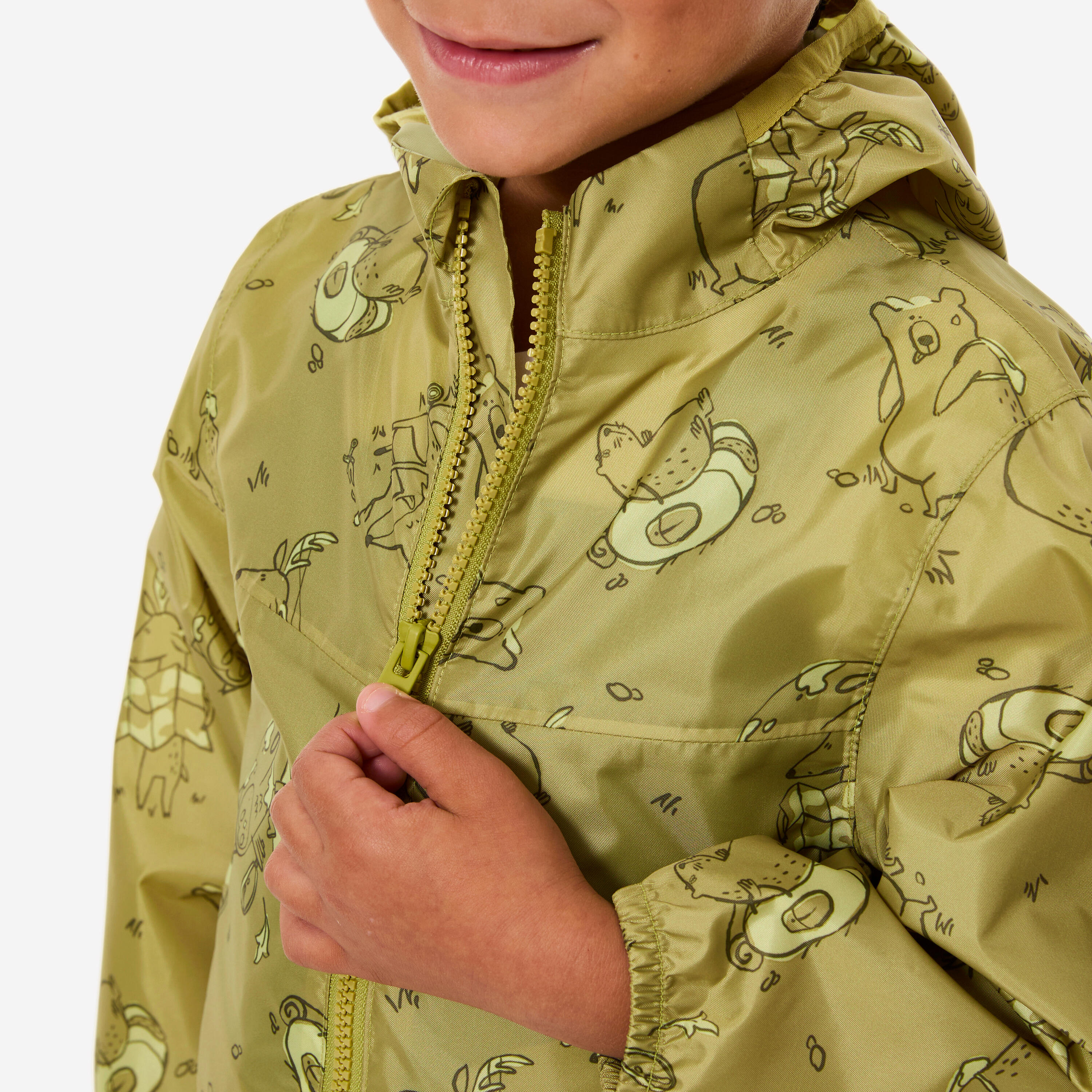 Veste imperméable de randonnée enfant 2-6 ans, MH100 zip kid vert 6/9