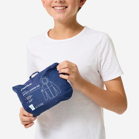 Куртка дитяча MH100 для туризму водонепроникна темно-синя