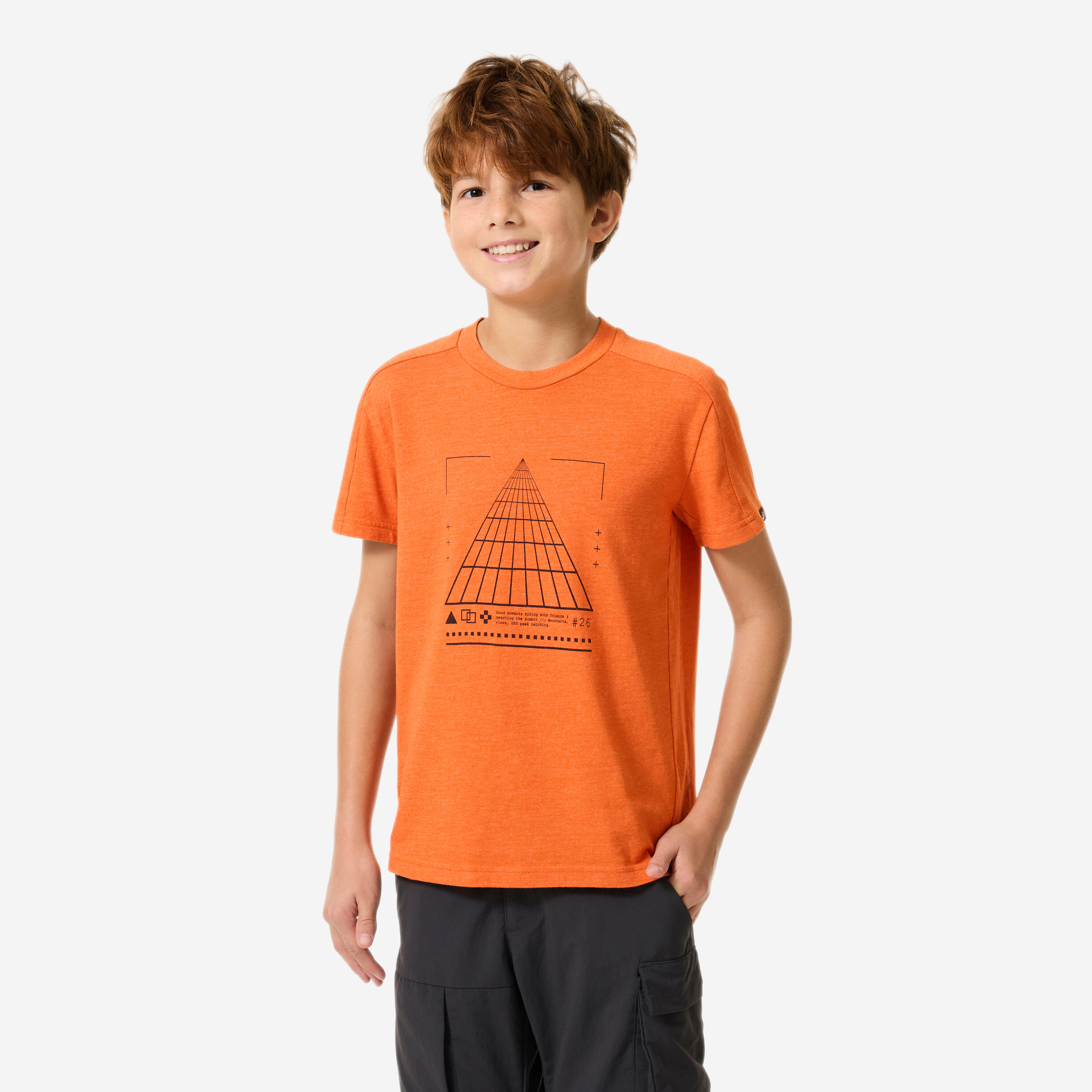 Kids’ hiking T-shirt, NH100 7-15 years - Twin Orange