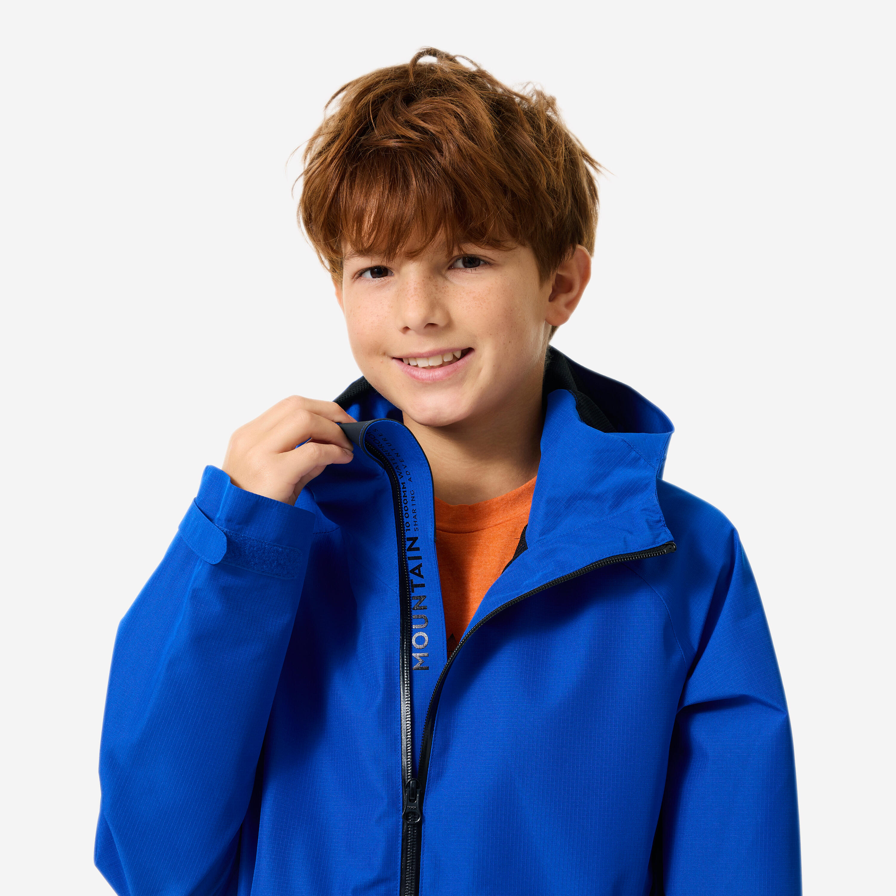 Veste de randonnée montagne imperméable légère enfant 7-15 ans, MH900 bleu 12/12