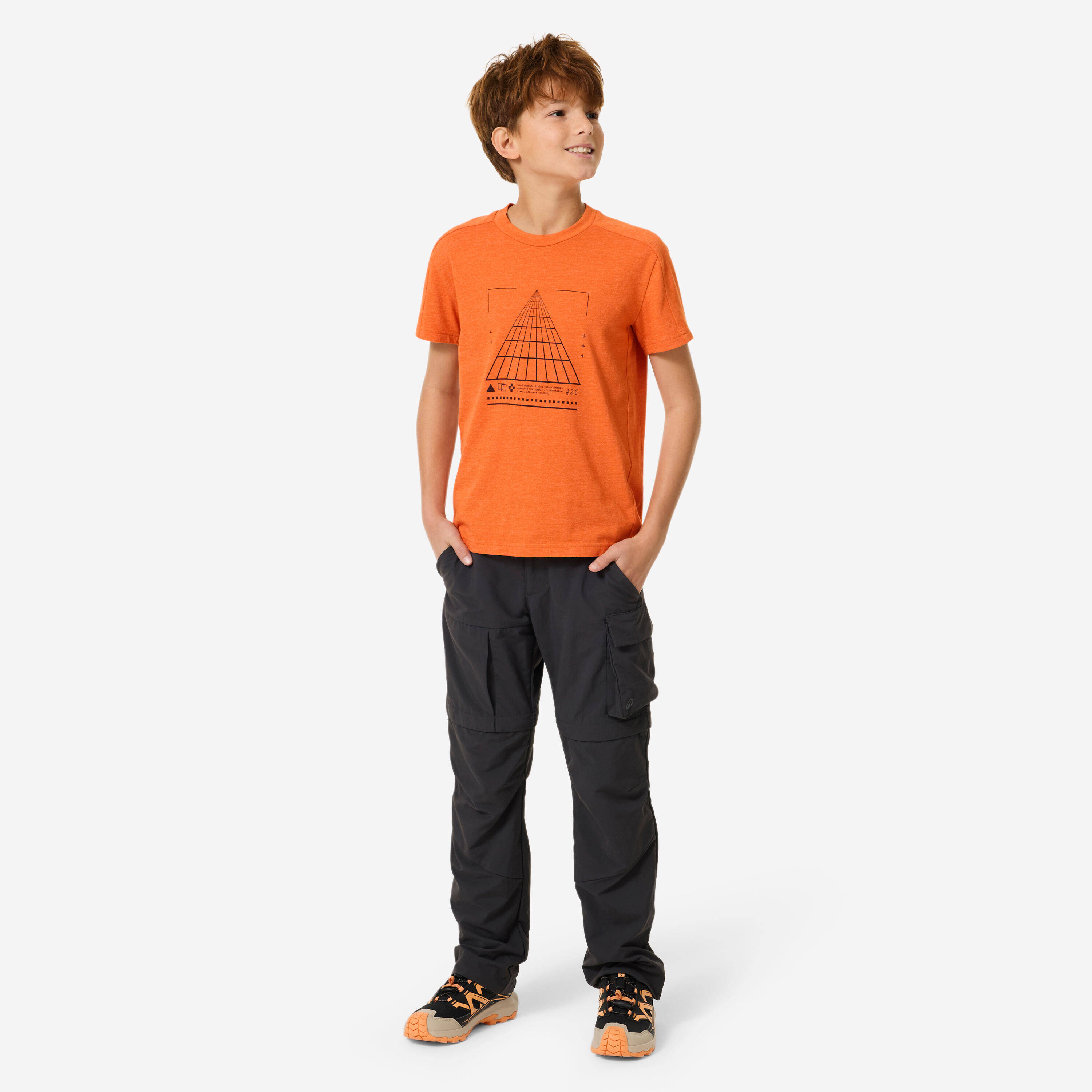 Kids’ hiking T-shirt, NH100 7-15 years - Twin Orange -  2