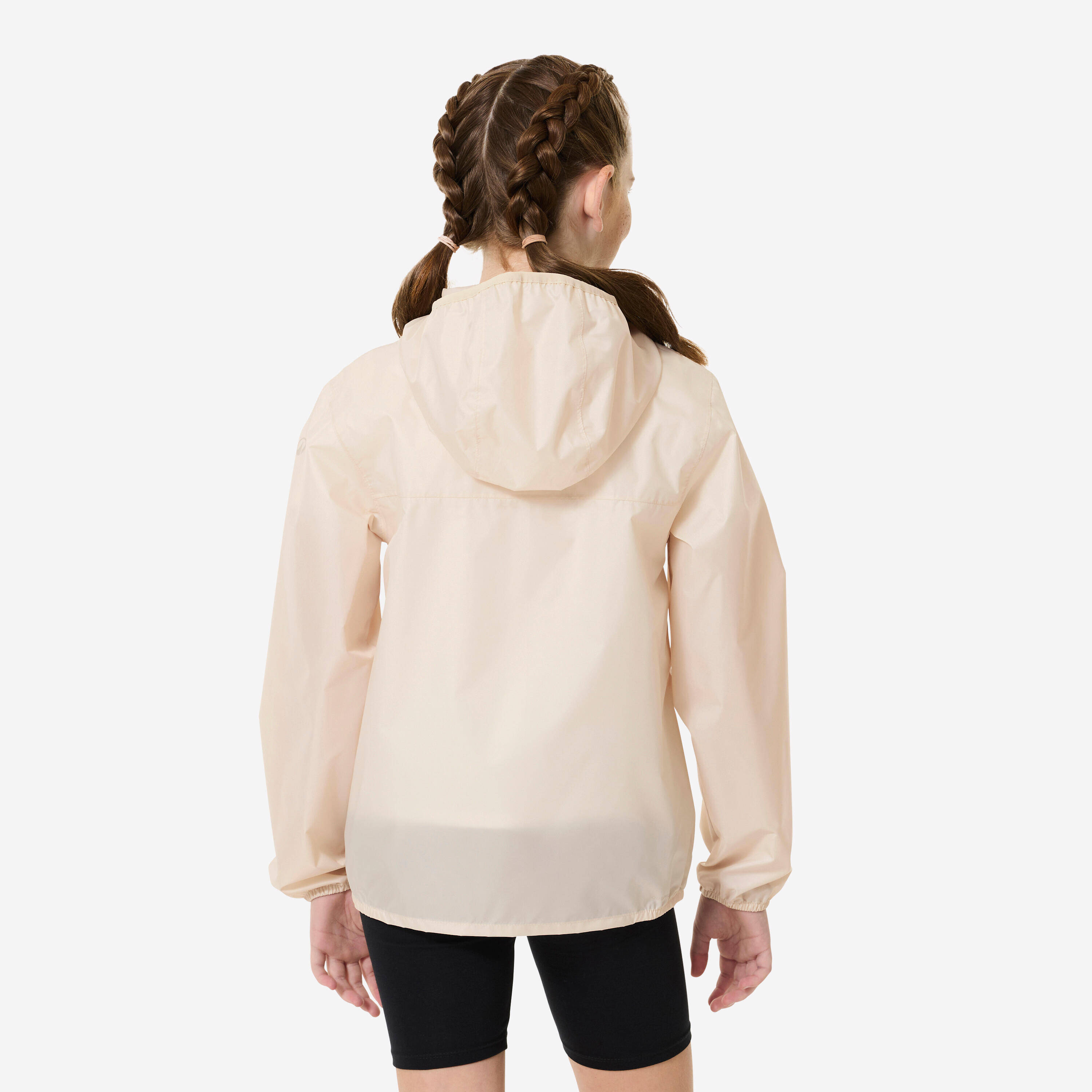 Juniors’ waterproof hiking jacket, 7-15 years, MH100 Zip - Beige -  4