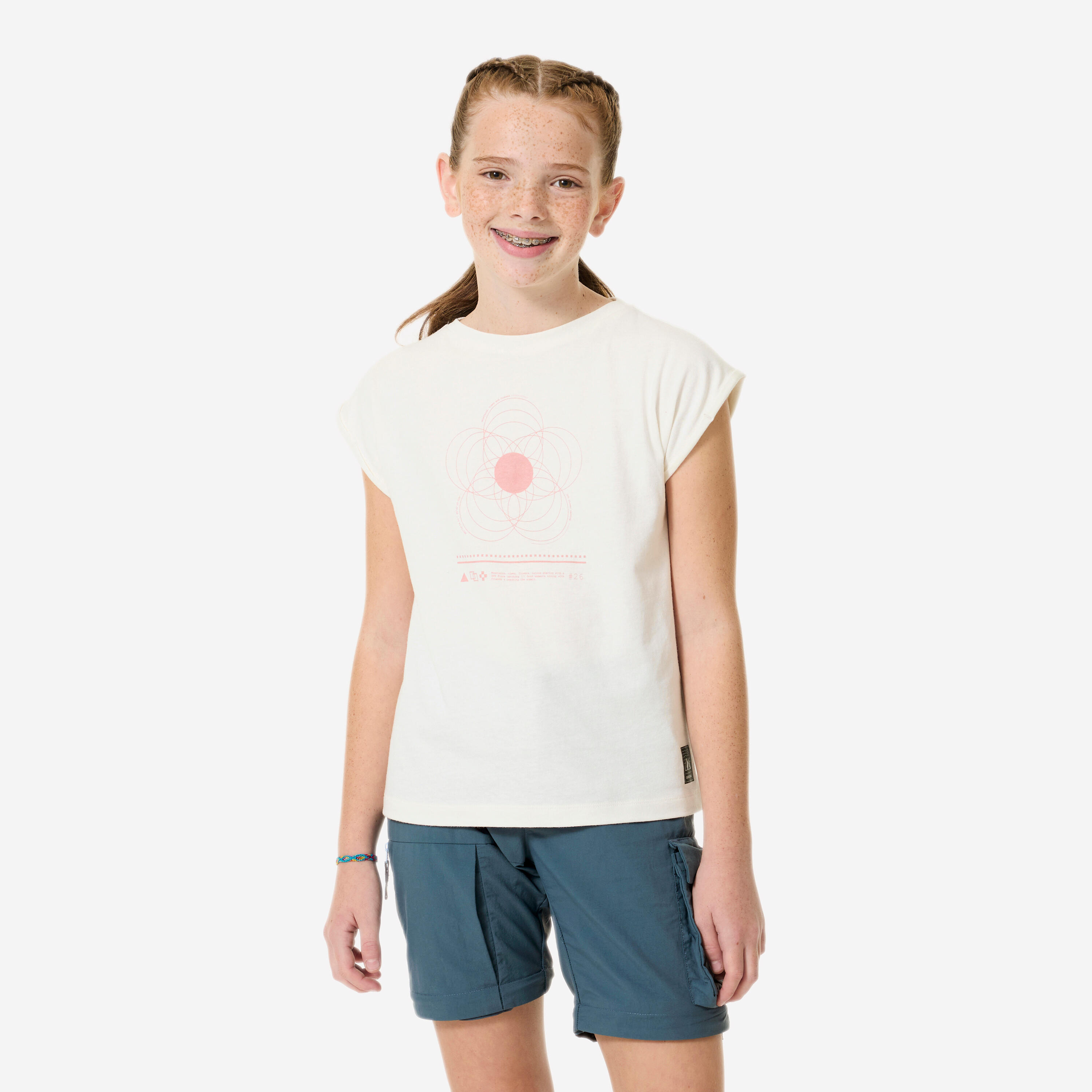 Kids’ hiking T-shirt, NH100 7-15 years - Twin White