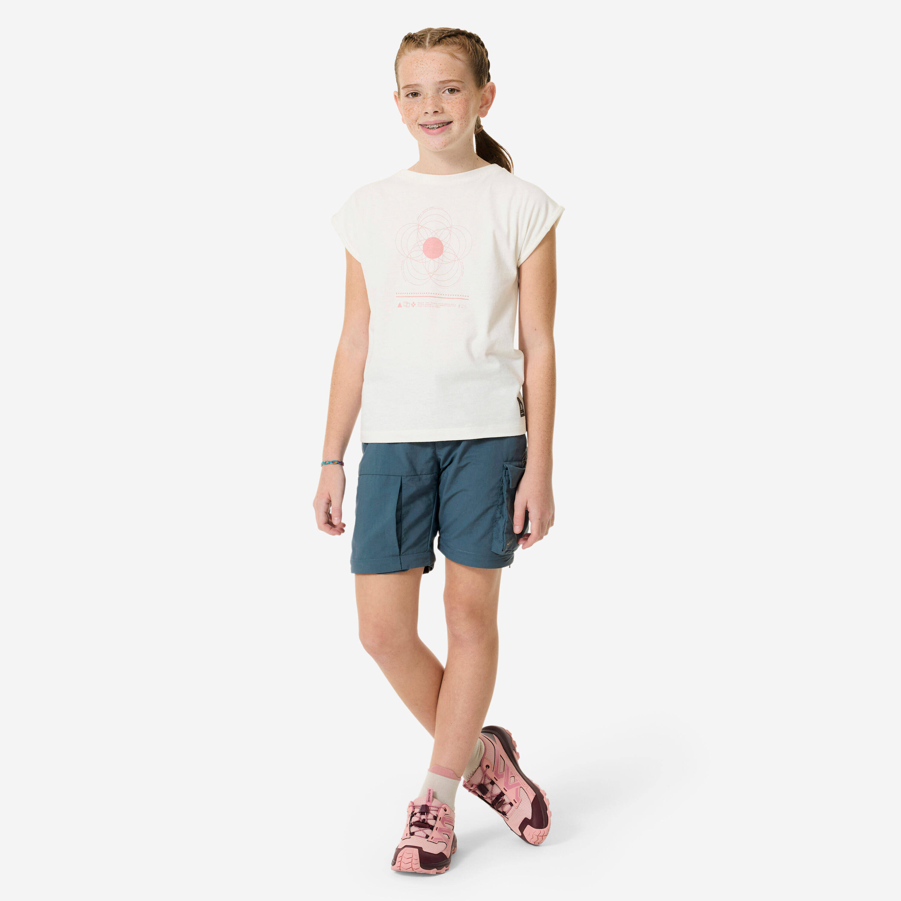 Kids’ hiking T-shirt, NH100 7-15 years - Twin White -  2