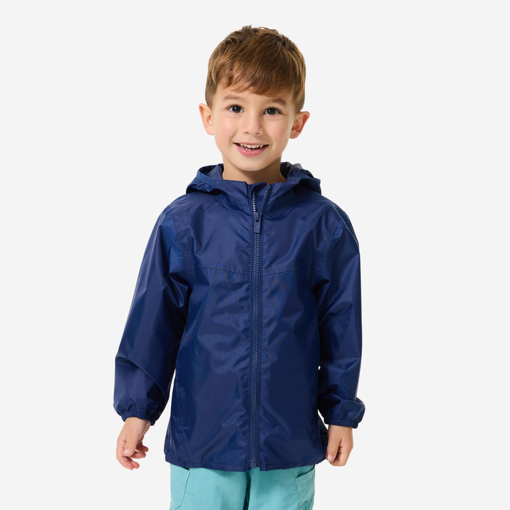Children’s waterproof hiking jacket - MH100 Kid Zip - Navy blue