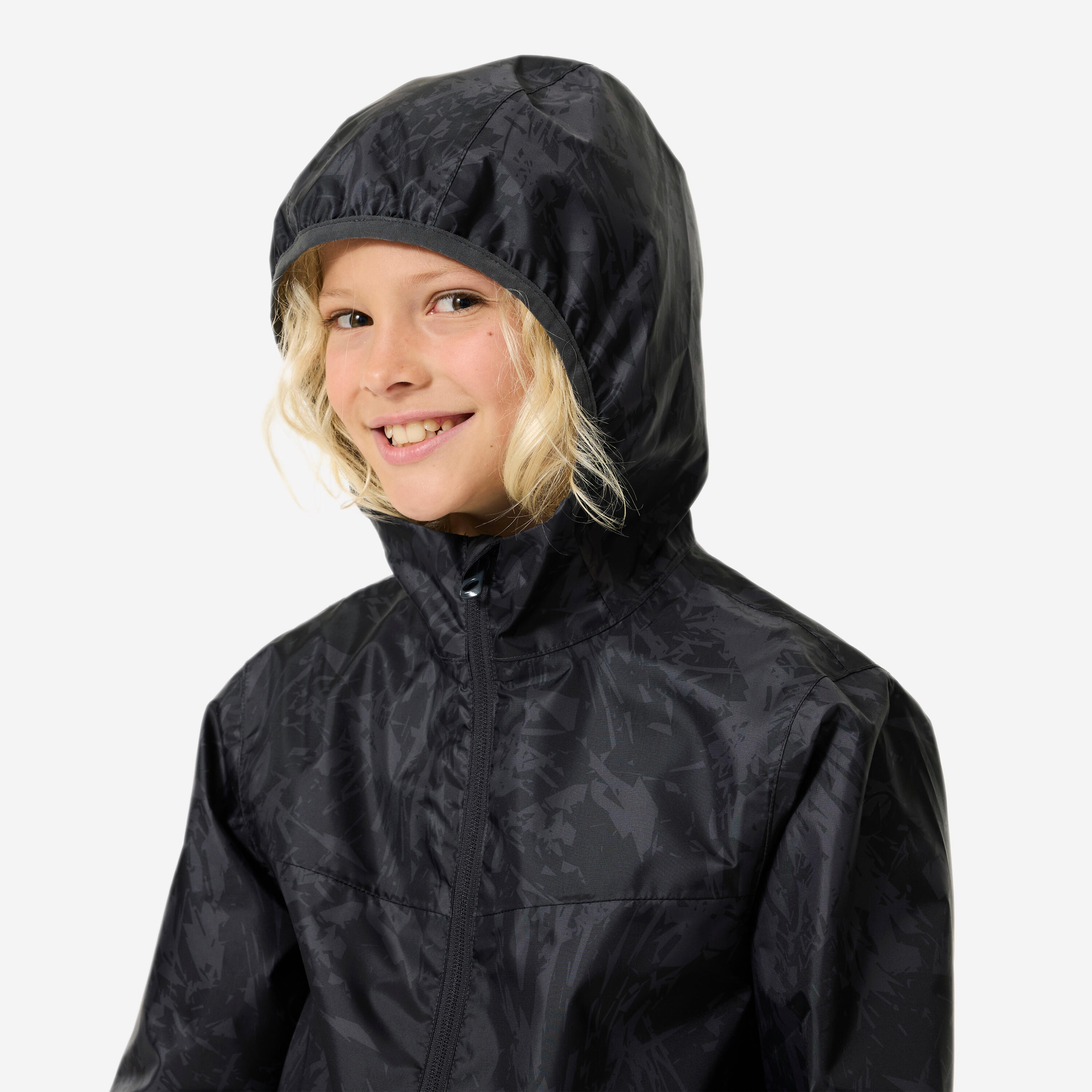 Veste imperméable de randonnée enfant 7-15 ans, MH100 zip gris 4/7