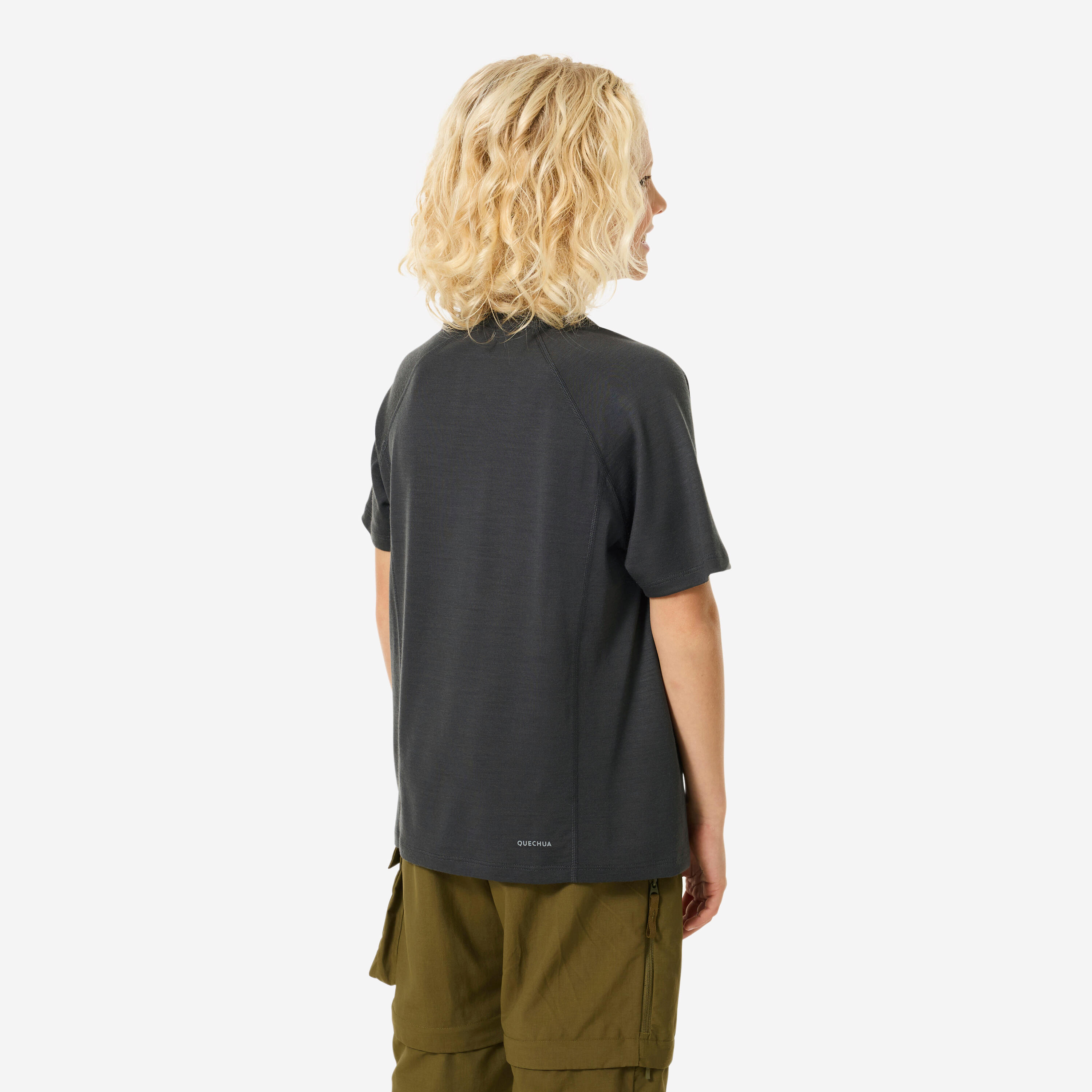 T-shirt de Caminhada Lã Merino Criança 7-15 Anos MH900 Cinzento 3/20