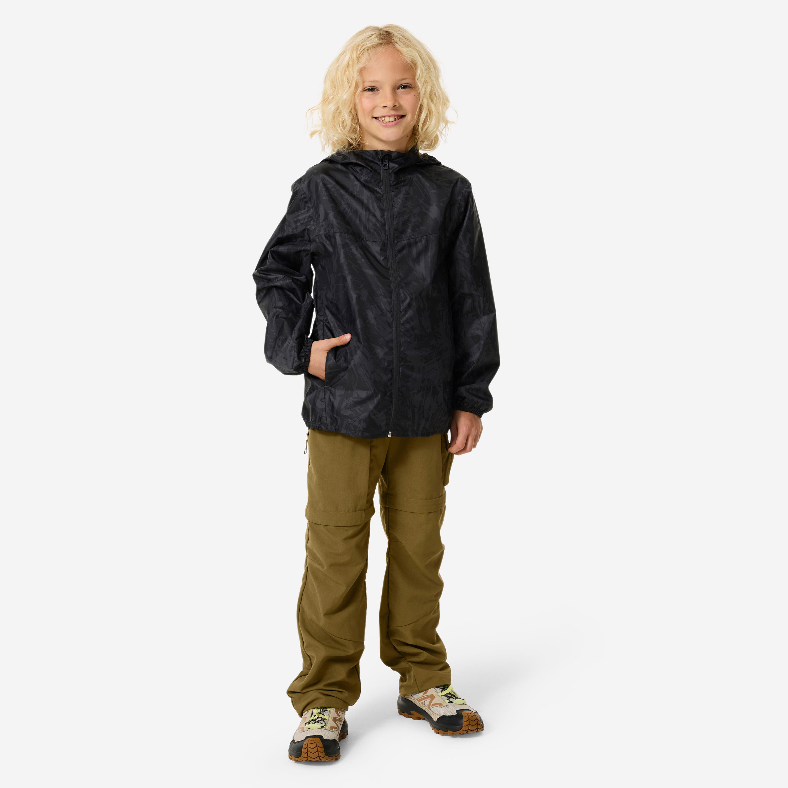 Veste imperméable de randonnée enfant 7-15 ans, MH100 zip gris 2/7