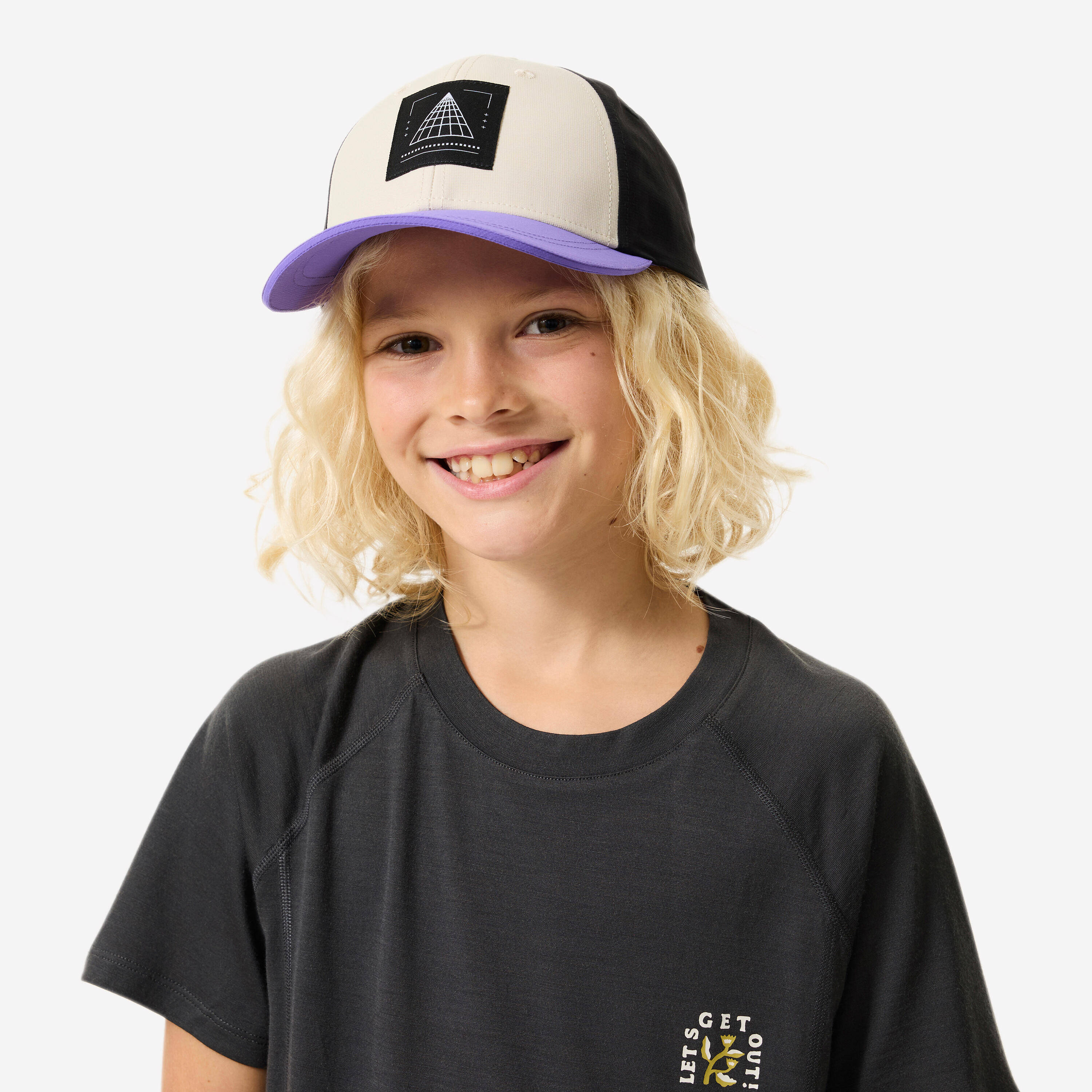 Kids’ hiking cap MH100, 7-15 years - Beige -  2