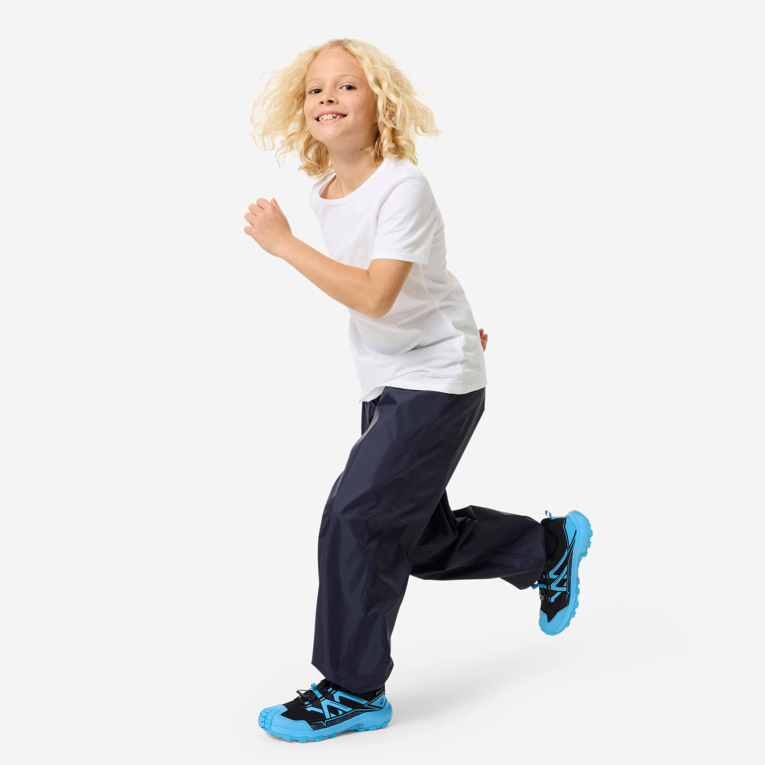 Kids' Hiking Waterproof Overtrousers MH100 7-15 Years - Navy Blue -  2