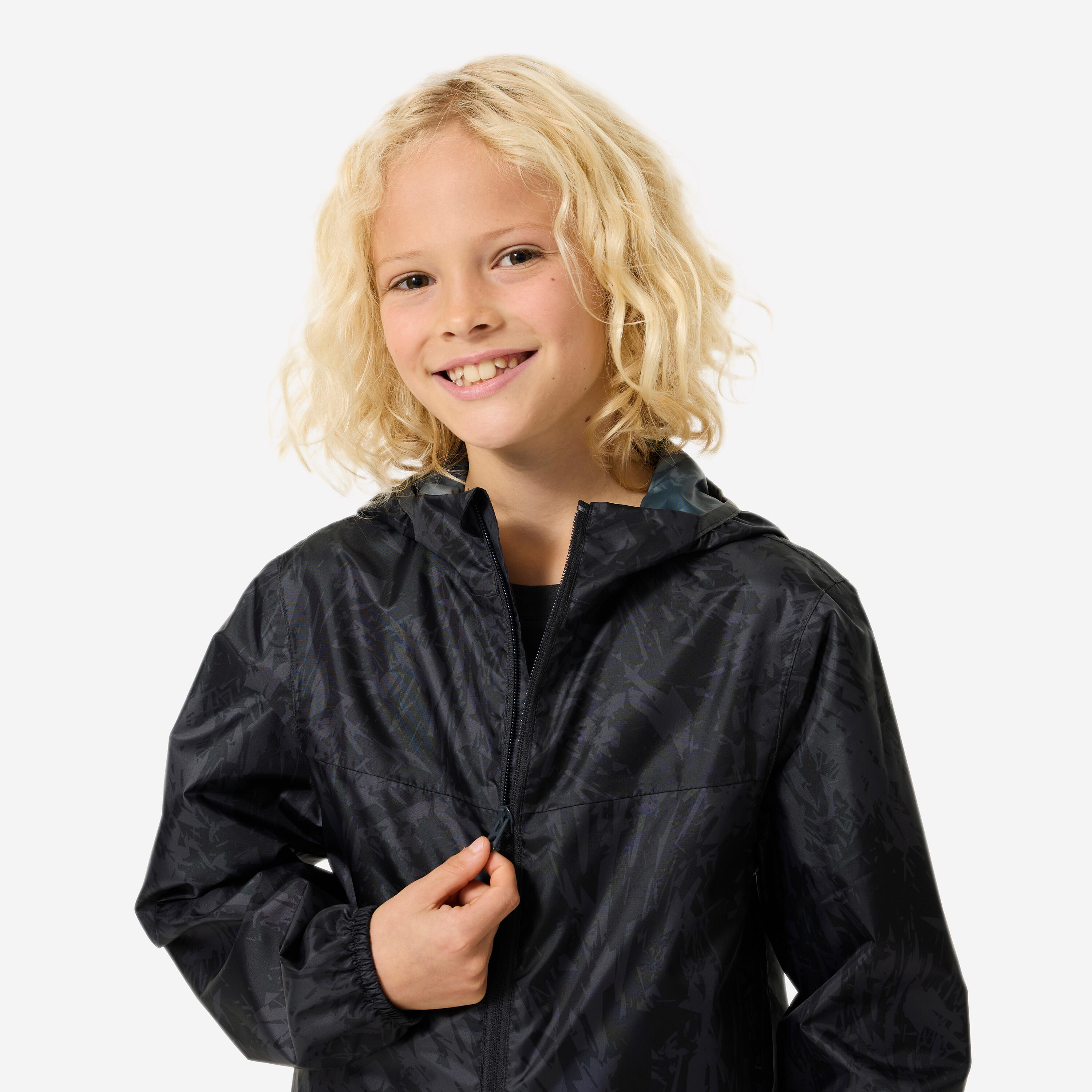 Veste imperméable de randonnée enfant 7-15 ans, MH100 zip gris 7/7