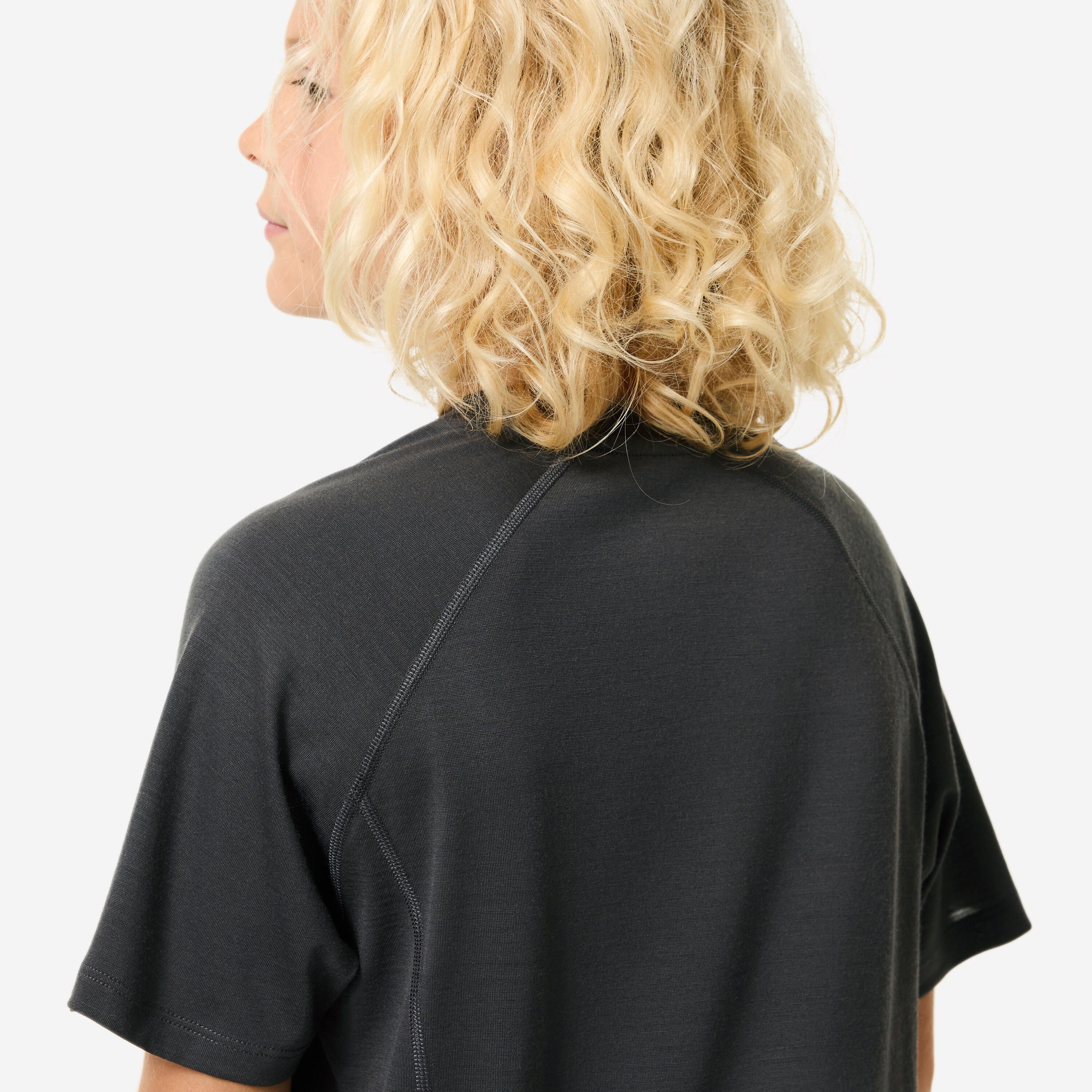 T-shirt de Caminhada Lã Merino Criança 7-15 Anos MH900 Cinzento 6/20