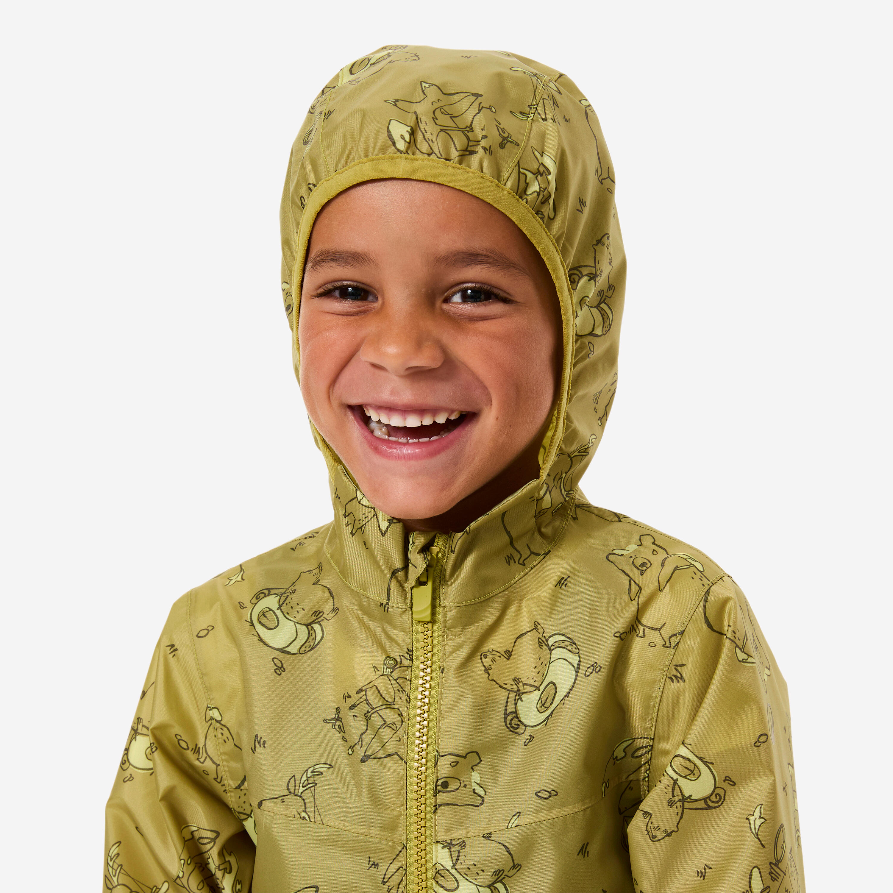 Veste imperméable de randonnée enfant 2-6 ans, MH100 zip kid vert 7/9