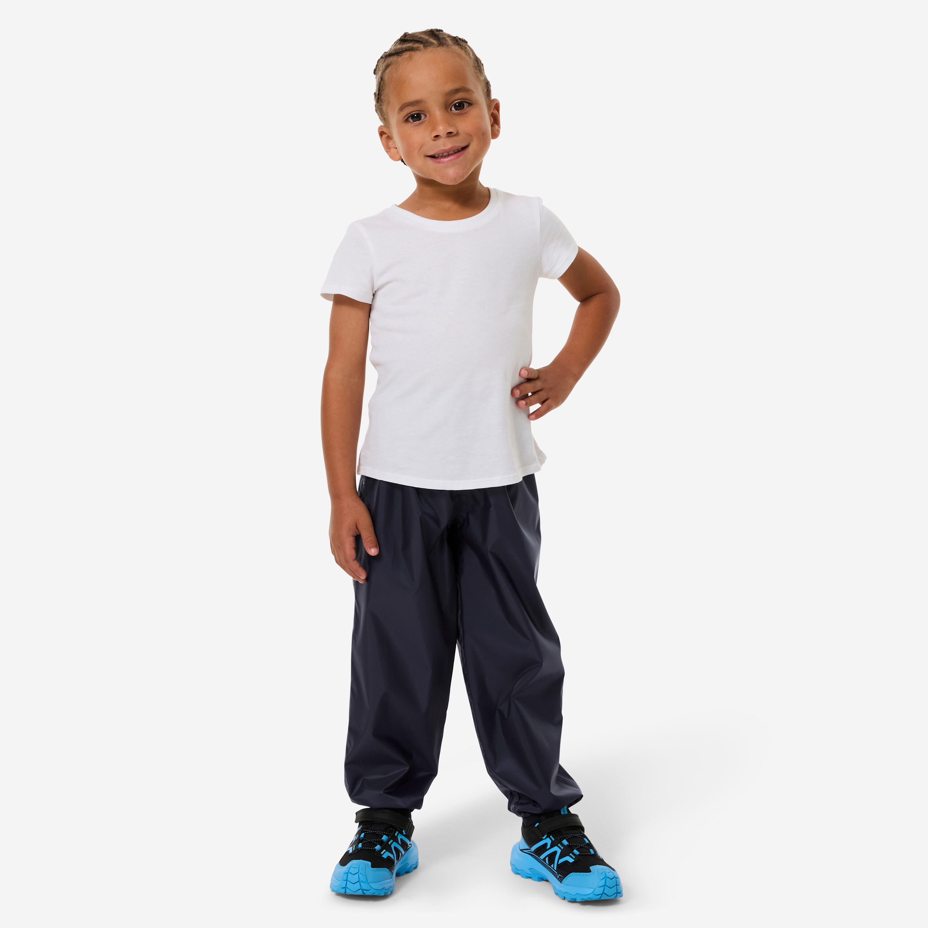Surpantalon de randonnée imperméable enfant – MH 100 bleu - QUECHUA