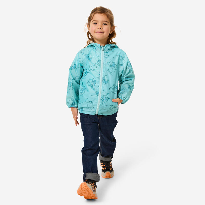 Dětská turistická nepromokavá bunda na zip MH 100 Kid 2–6 let