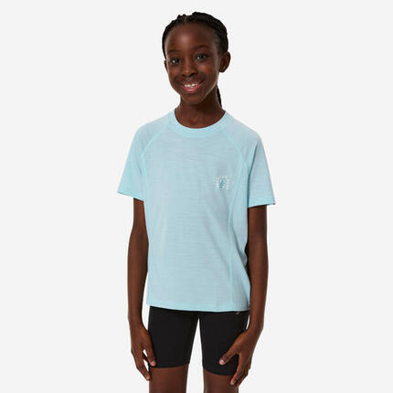 T-shirt de randonnée mérinos enfant 7-15 ans, MH900 bleu