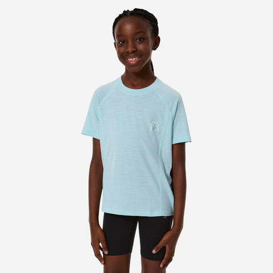 T-shirt de randonnée mérinos enfant 7-15 ans, MH900 bleu