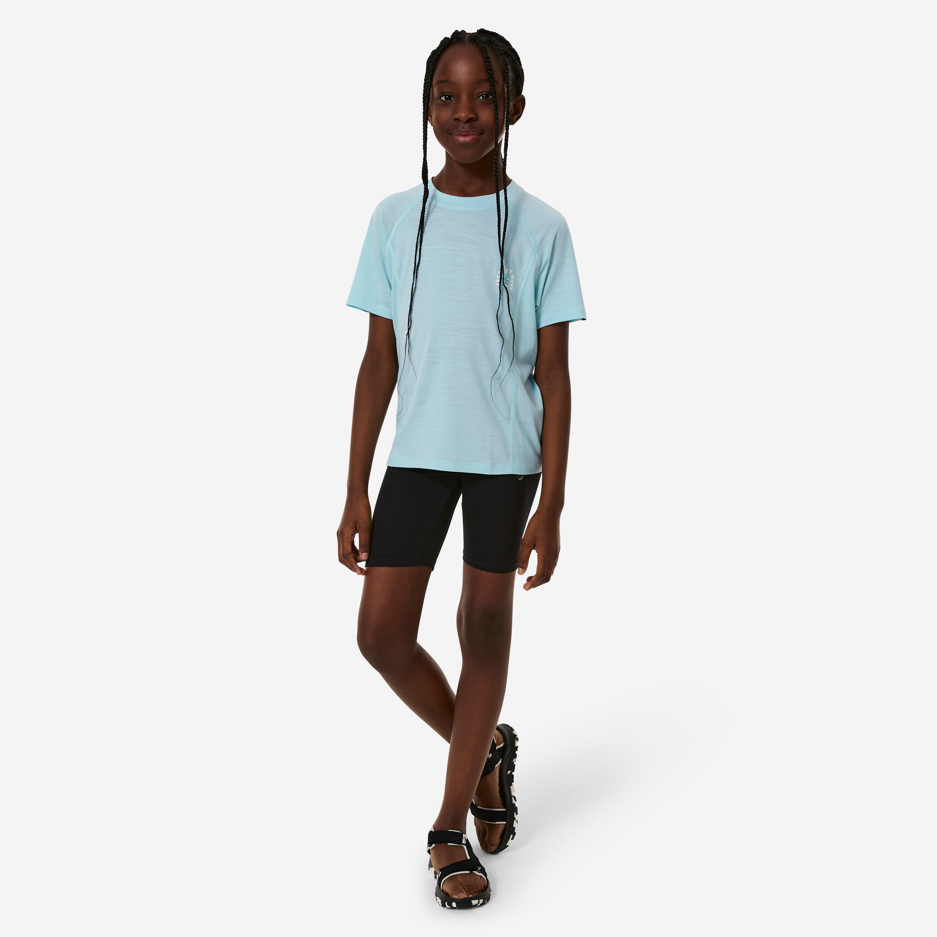 T-shirt de Caminhada Merinos MH900 Criança 7-15 anos Azul 2/5