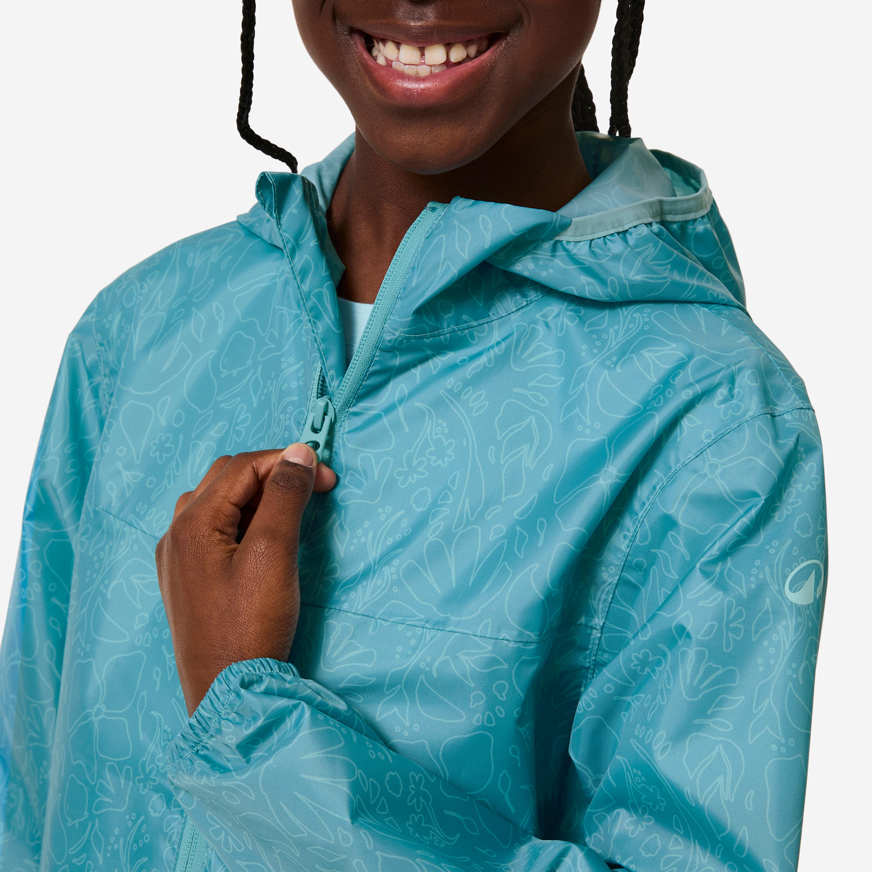 Veste imperméable de randonnée enfant 7-15 ans, MH100 zip bleu 7/8