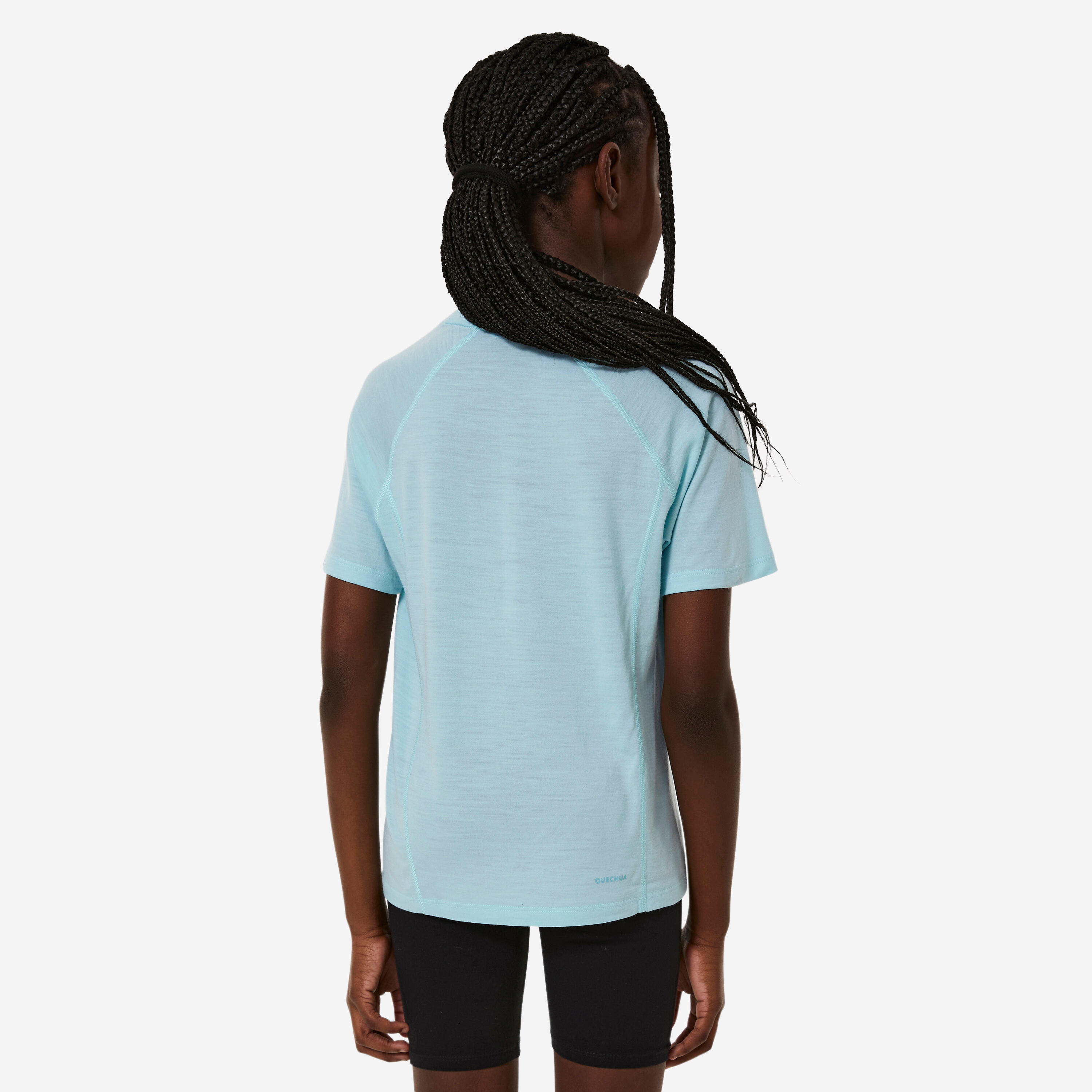 T-shirt de Caminhada Merinos MH900 Criança 7-15 anos Azul 3/5