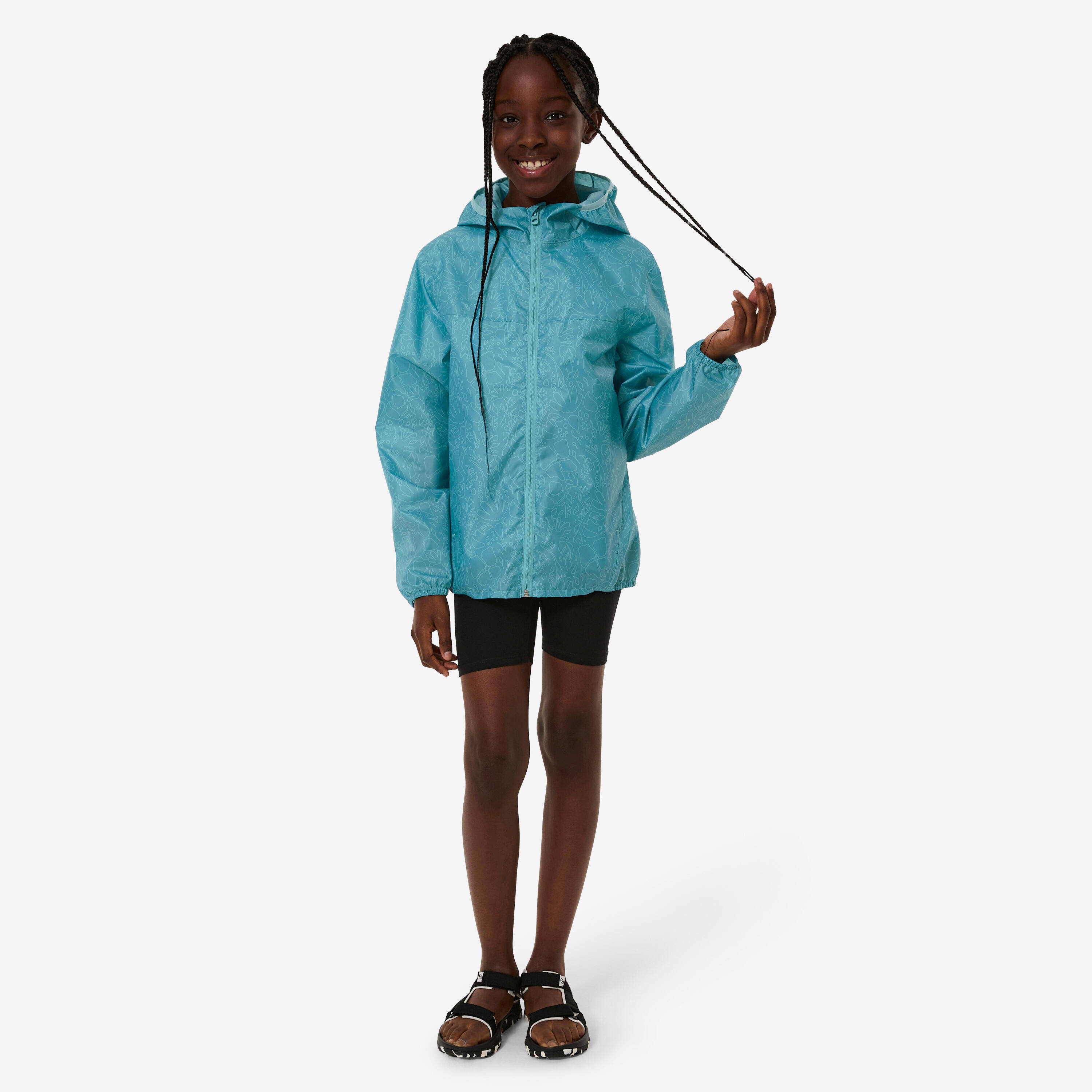 Kids’ waterproof hiking jacket with zip, 7-15 years, MH100 - Blue -  2