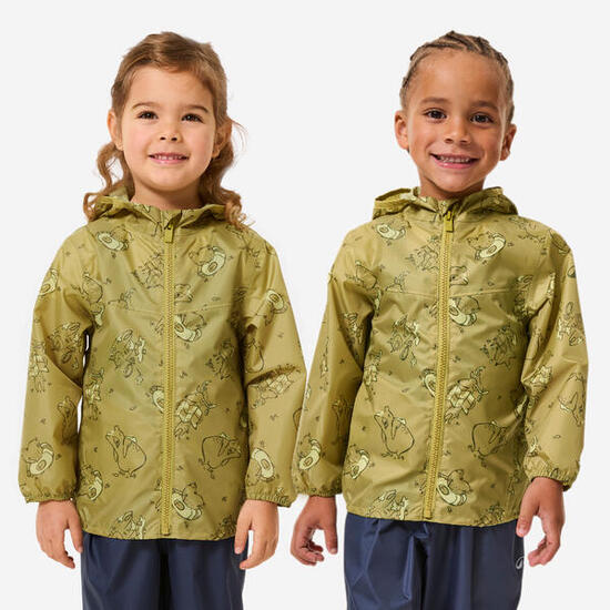 Veste de randonnée imperméable enfant, MH100 zip kid vert