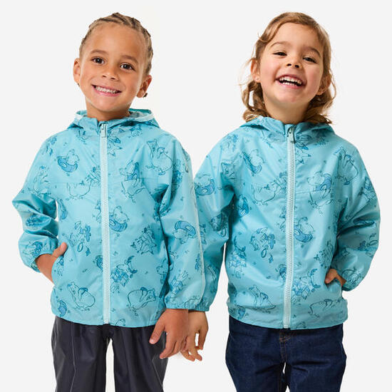 Veste de randonnée imperméable enfant, MH100 zip kid bleu